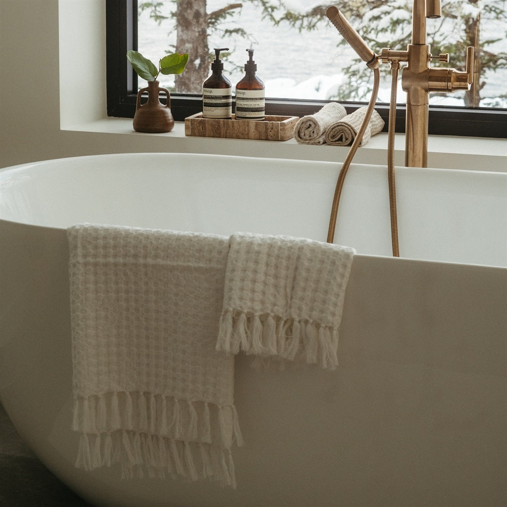 Honey Comb Bath Towel | Natural White